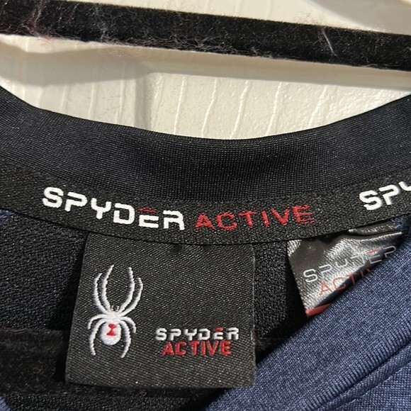 SPYDER ACTIVE Men's Size Large Blue Black Long Sleeve Pullover Moisture Wicking - Picture 4 of 10